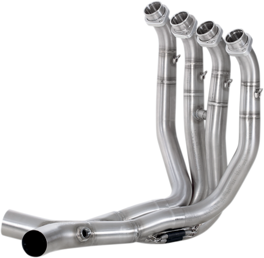 AKRAPOVIC stainless steel motorcycle header E-K14R1 with polished finish, designed for improved performance and durability.