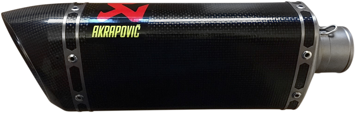 AKRAPOVIC replacement muffler M-AP00402C for Akrapovic exhaust systems, showing the metallic muffler with branding details.