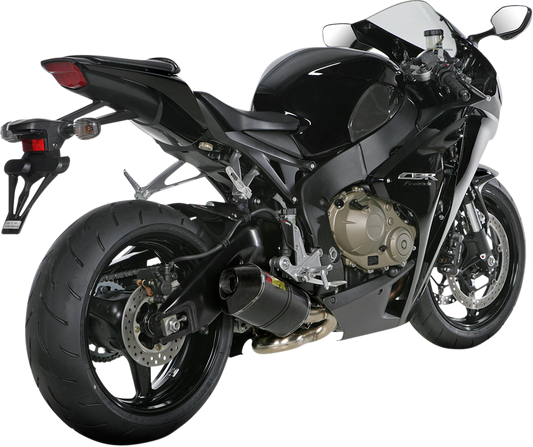 AKRAPOVIC Slip-On Line muffler in carbon fiber for Yamaha Ténéré 700 motorcycle, showing the sleek exhaust design.