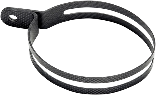 AKRAPOVIC P-MCCAP3X carbon fiber muffler clamp for Akrapovic exhaust systems, shown in close-up view.