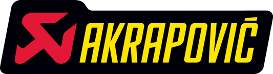 AKRAPOVIC Replacement Sticker P-HST6AL for motorcycle exhaust systems, featuring the branded logo on a clear adhesive sticker.