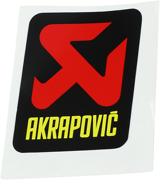 AKRAPOVIC replacement sticker P-HST13AL for motorcycle exhaust systems, featuring the brand logo and adhesive backing.