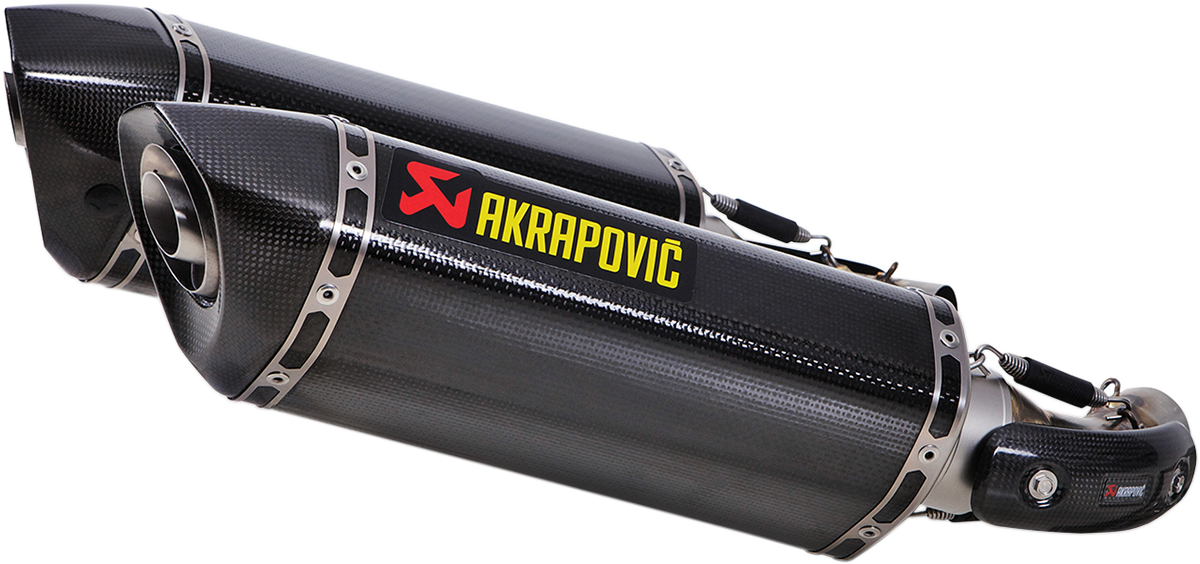 AKRAPOVIC carbon fiber motorcycle muffler S-D10SO7-HZC with sleek black finish and compact design for enhanced exhaust performance