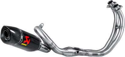 AKRAPOVIC stainless steel and carbon fiber race motorcycle exhaust S-Y7R2-AFC with sleek design and performance-enhancing features.