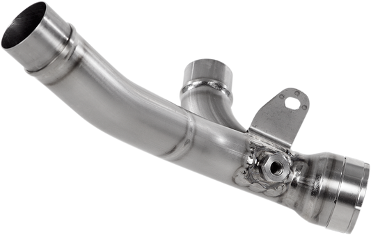 AKRAPOVIC titanium collector link pipe C-S10SO1T for enhanced motorcycle exhaust performance, showcasing the sleek, lightweight design.