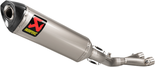 AKRAPOVIC Track Day Muffler S-Y10SO19-RT/TD for race performance, showing the sleek exhaust system with branding and polished finish.