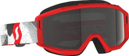Scott Primal Sand Dust Goggle in camo white and red with dark gray strap, designed for motocross and off-road riding.
