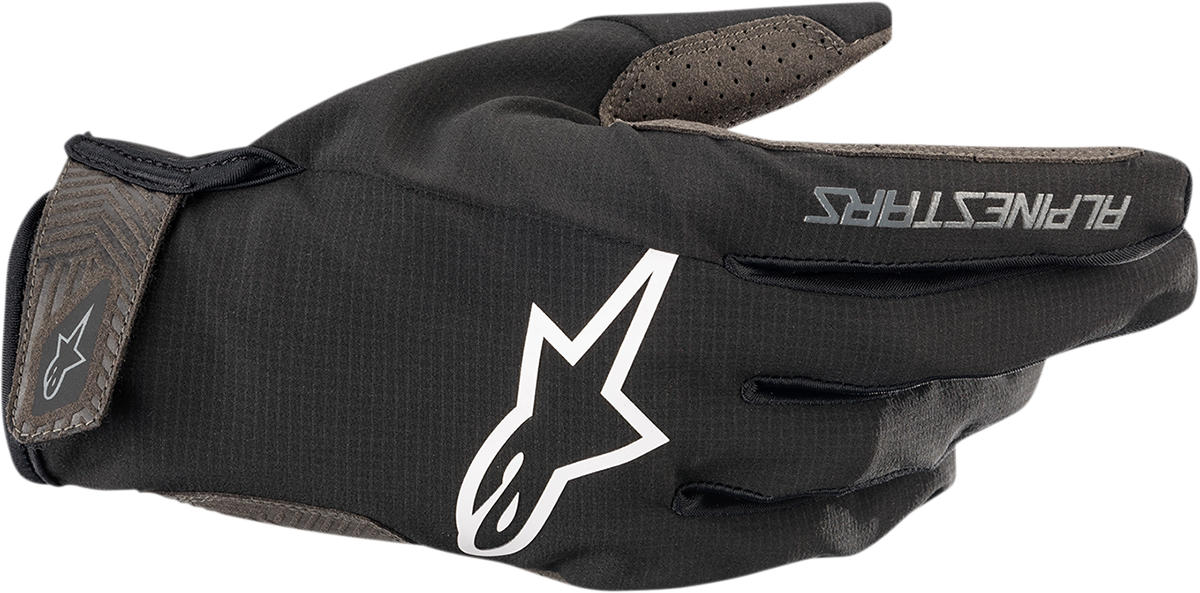 Alpinestars Drop 6.0 motorcycle gloves in black, 2XL size, featuring protective padding and durable leather construction.