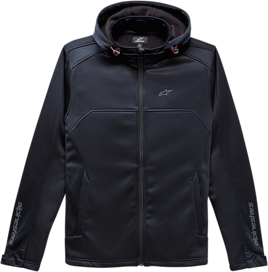 Black Alpinestars Strat X motorcycle jacket in large size, featuring protective armor and sleek design.