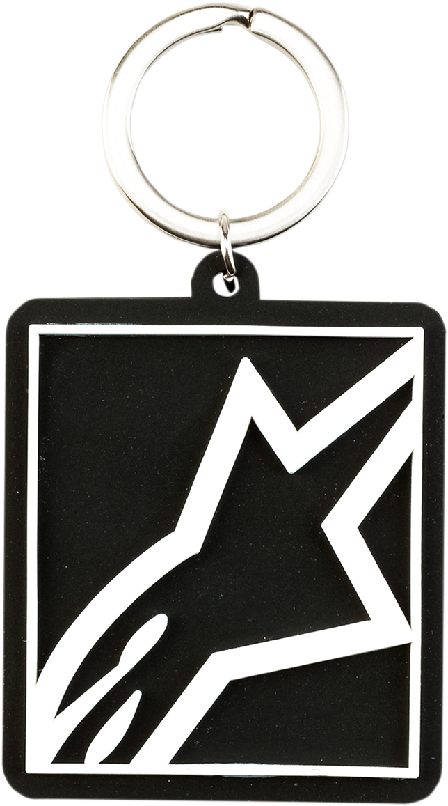 Alpinestars Corp Shift black keychain with silver logo, durable metal keyring and branding detail.