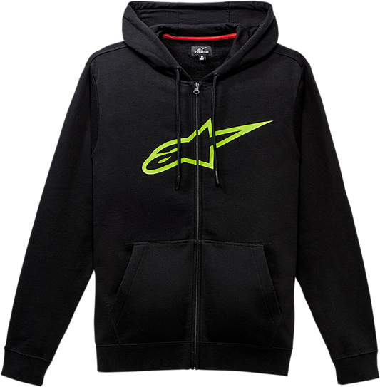 Alpinestars Ageless II Zip Hoodie in black and green, medium size, featuring a front zipper and casual athletic style.