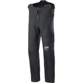 Alpinestars AMT Storm Gear Drystar XF Pants in black, 3XL size, featuring reinforced fabric and adjustable waist for motorcycle riding.
