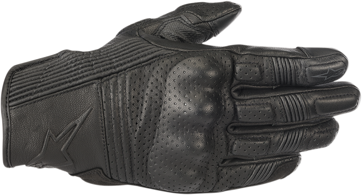 Alpinestars Mustang V2 motorcycle gloves in black, large size, with reinforced knuckles and breathable design.