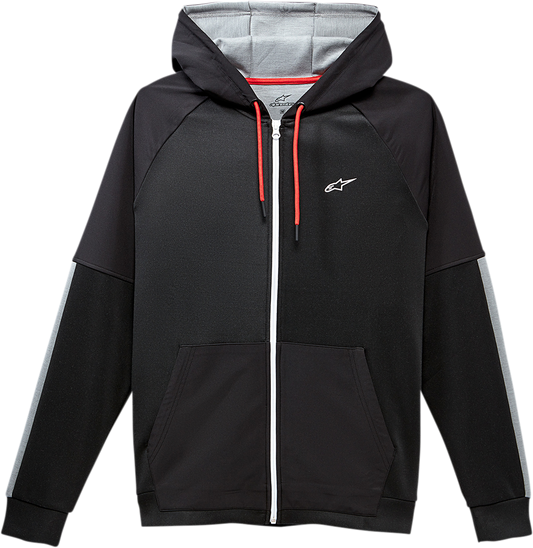 Alpinestars Talon Hoodie in black, size medium, featuring a casual fit and branded logo on the front, displayed on a plain background.