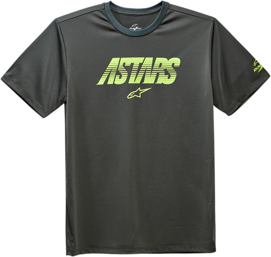 Alpinestars Tech Angle Premium T-Shirt in spruce color, 2XL size, featuring athletic branding and technical fabric details.