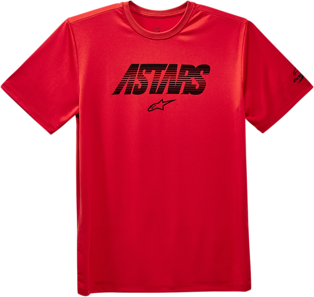 Red Alpinestars Tech Angle Premium T-Shirt in large size with performance poly-wicking fabric and stylish design.