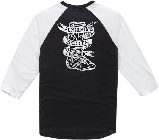 ALPINESTARS, Alpinestars Booted Raglan T-Shirt - Black/White, Size 2XL - Part Number 12107100410202X