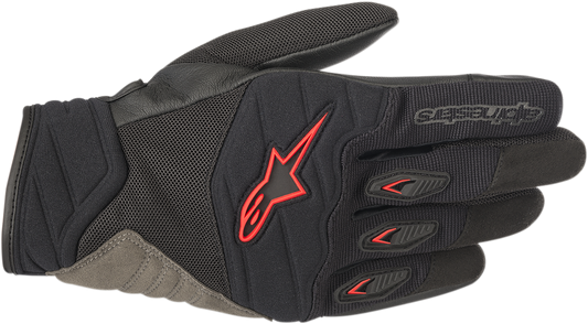 Alpinestars Shore Gloves in black and red, small size, showing protective design and sporty style for motorcycle riding.