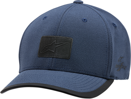 Alpinestars Tempo dark blue performance baseball hat with curved bill and structured crown, large/XL size.