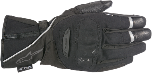 Alpinestars Primer Drystar® motorcycle gloves in black, medium size, featuring protective knuckles and breathable material.