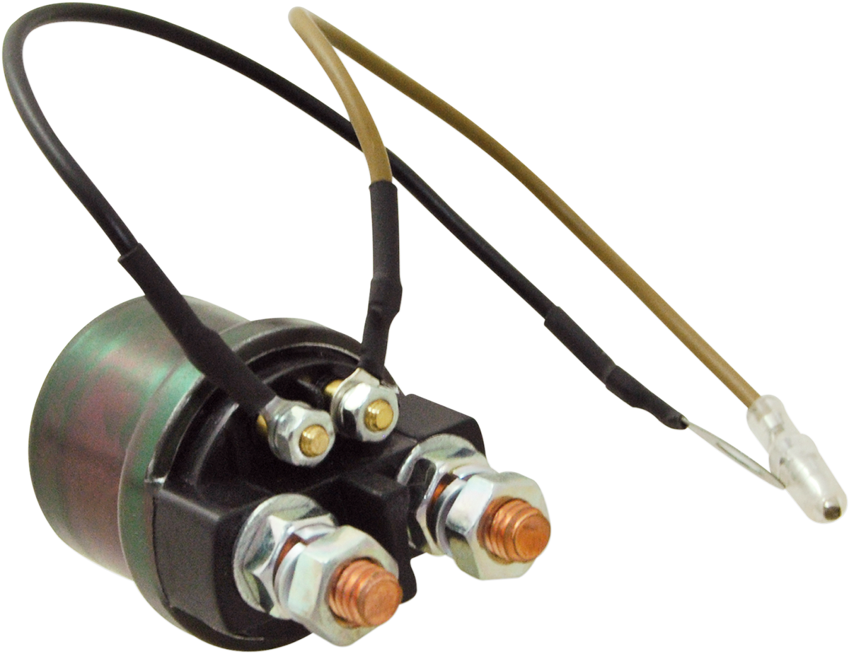 Yamaha starter solenoid part 67-734 by PARTS UNLIMITED shown in close-up, with electrical terminals visible.