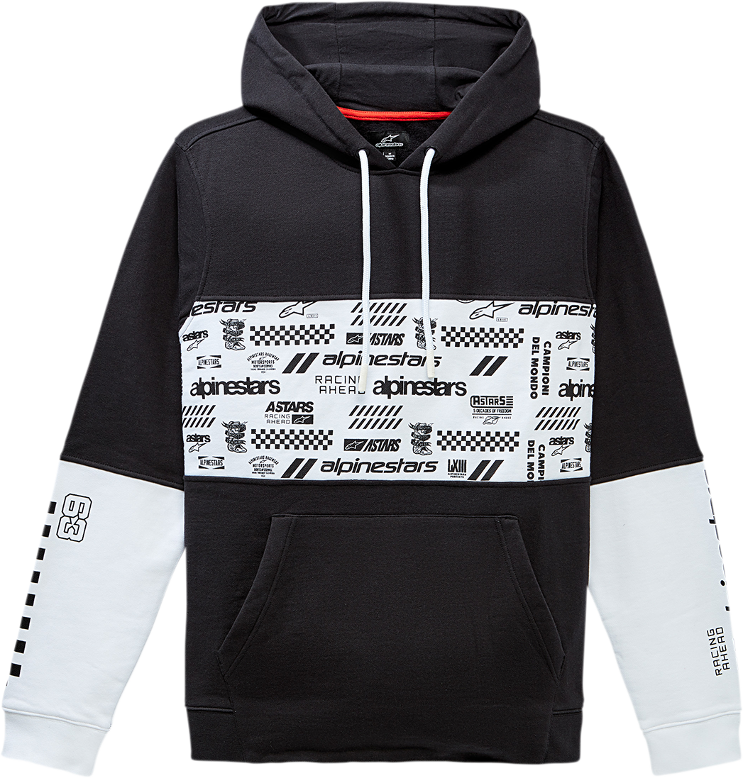 Alpinestars Chaos Hoodie in black, medium size, featuring a casual fit with logo details and comfortable fabric.