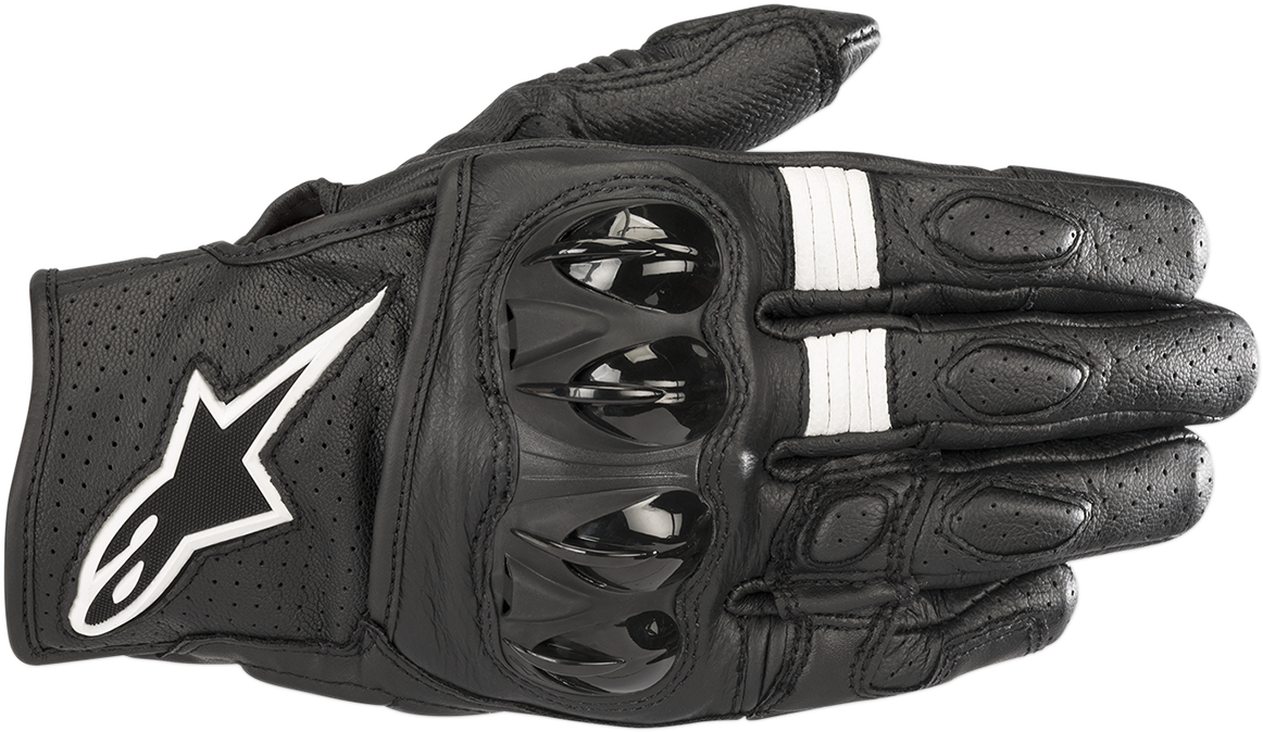 Alpinestars Celer V2 motorcycle gloves in black and white, size 3XL, with impact protection and high-performance design.
