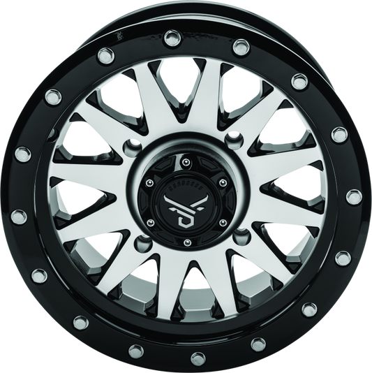 QuadBoss Wagon 14x7 black machined alloy wheel for powersports vehicles, lightweight and durable off-road wheel with 4+3 bolt pattern