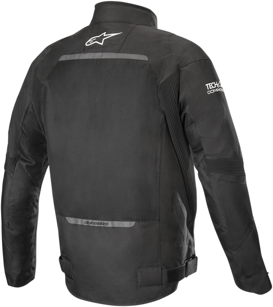 Alpinestars Tailwind Air waterproof motorcycle jacket in black, 2XL size, featuring adjustable airflow vents and reflective details.