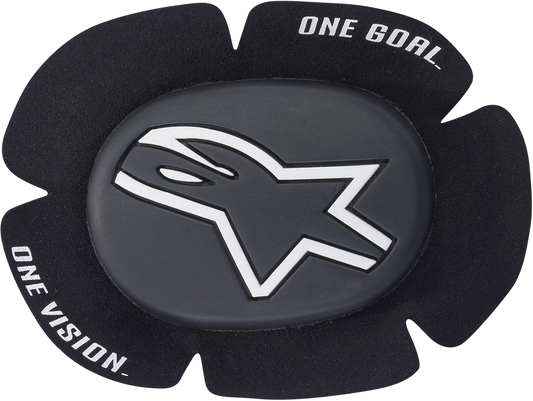 Alpinestars GP Sport Evo knee sliders in black and white, designed for motorcycle racing protection and performance.