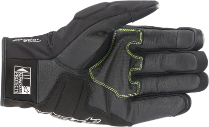 Alpinestars SMX Z Drystar® motorcycle gloves in black, small size, featuring protective knuckles and textured palm for grip.