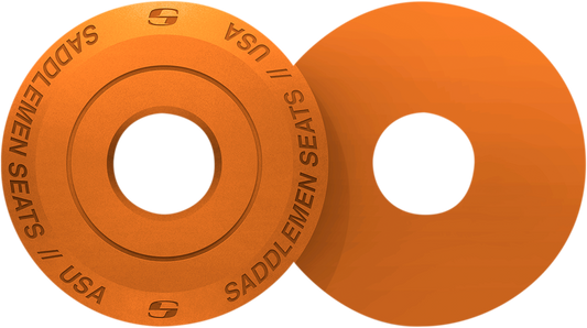 Orange SADDLEMEN Fender Seat Washer for motorcycle seats, designed for easy installation and a secure fit.