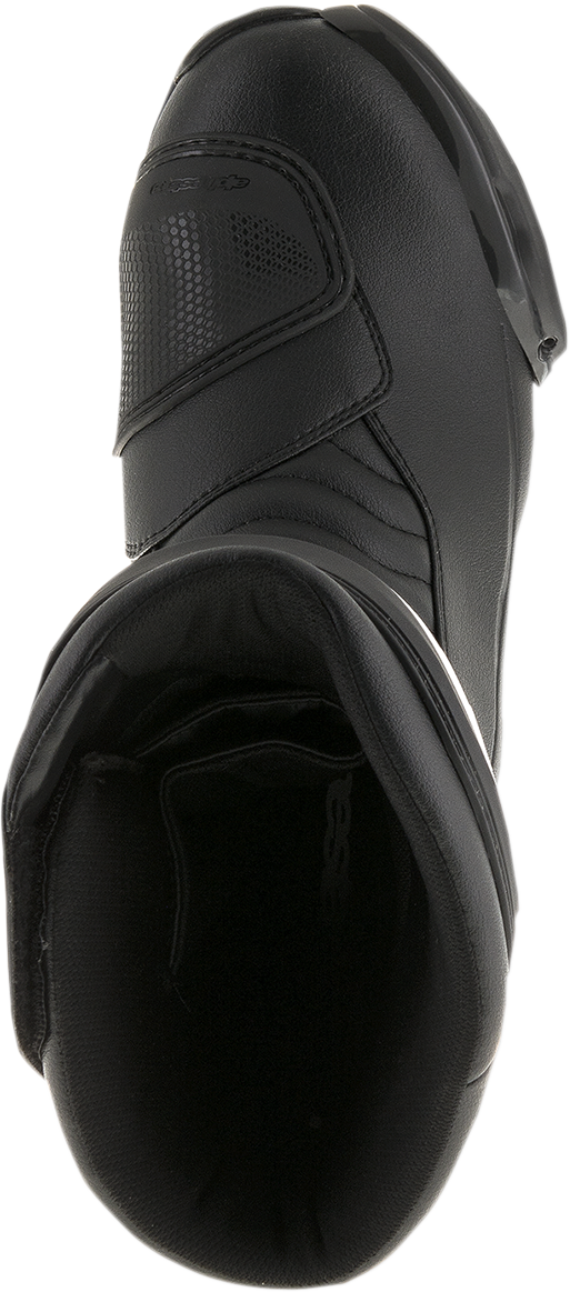 Alpinestars SMX-S motorcycle boots in black, US 14, EU 50, featuring protective design and sturdy sole for riding safety.