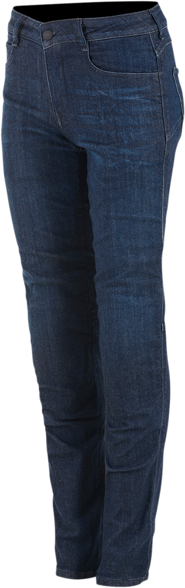 Alpinestars Stella Daisy v2 motorcycle pants in rinse color, US 24 / EU 38, details of the stylish riding gear.