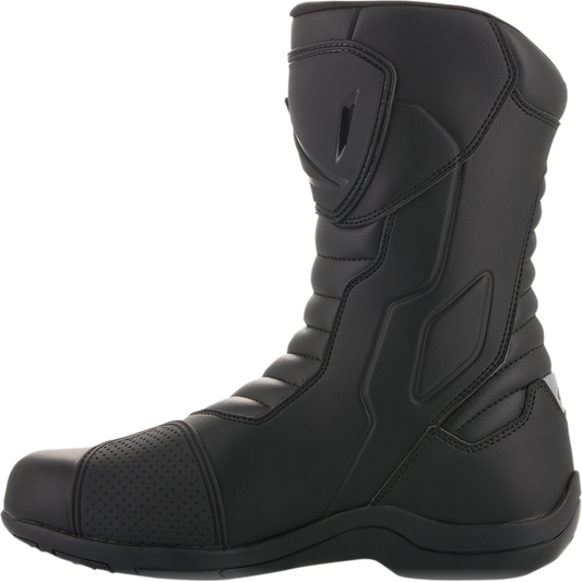 Alpinestars Radon Drystar motorcycle boots in black, US 6.5, featuring durable leather and protective gear for riding.