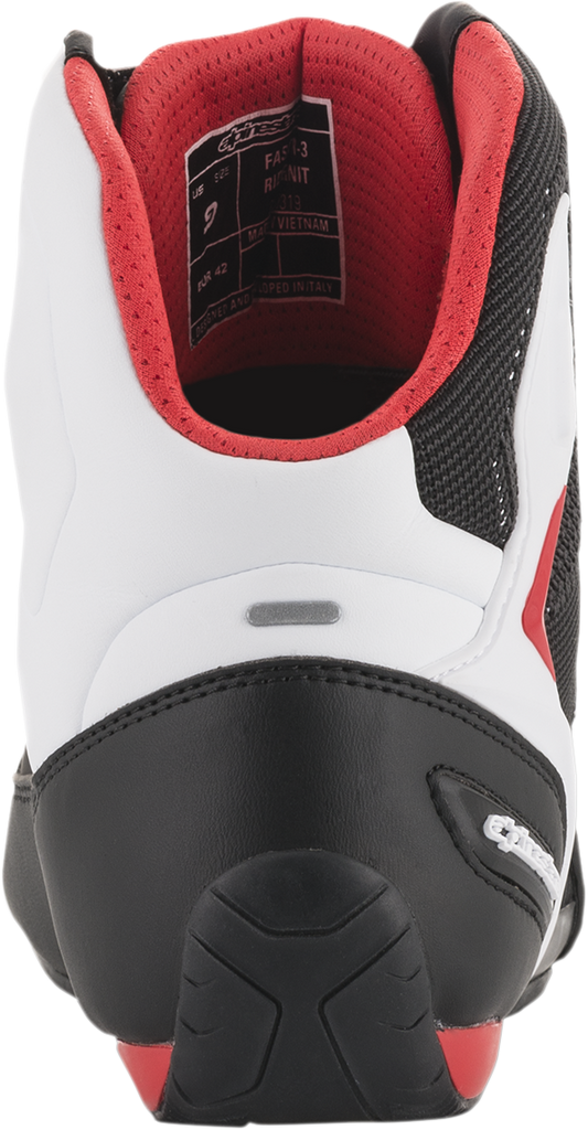 Alpinestars Faster-3 Rideknit® lightweight road racing shoes in US 13 / EU 47, showing sleek design and breathable material.