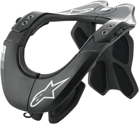 Alpinestars BNS Tech 2 bike neck support in black and cool gray, size L/XL, showing the padded protective design.