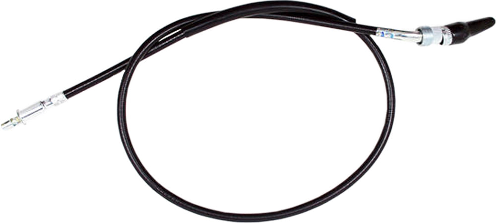 Motion Pro black vinyl speedo cable for motorcycle speedometers, durable and flexible for accurate speed readings.