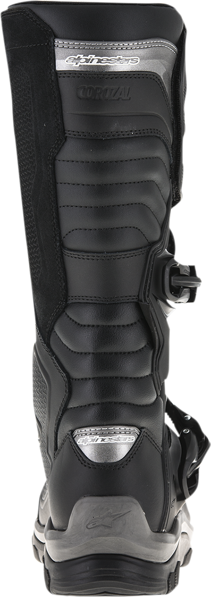 Alpinestars Corozal Adventure Drystar® Boots in black with US 13 size, featuring rugged design and waterproof construction.