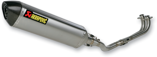 AKRAPOVIC Race Exhaust S-Y5R2-RT for motorcycle, stainless steel and titanium construction, shown in the image.