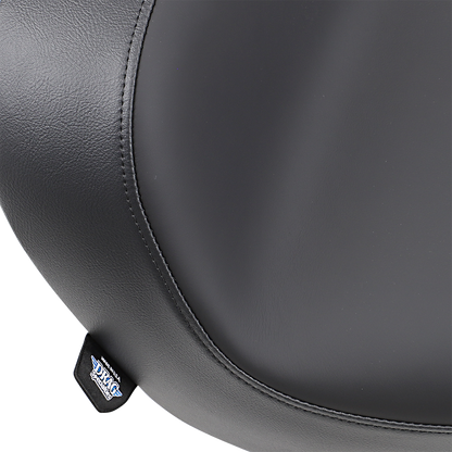 Smooth solo seat for FXST/FLST Harley Davidson motorcycles, by Drag Specialties Seats, designed for comfortable riding from 1984-1999.