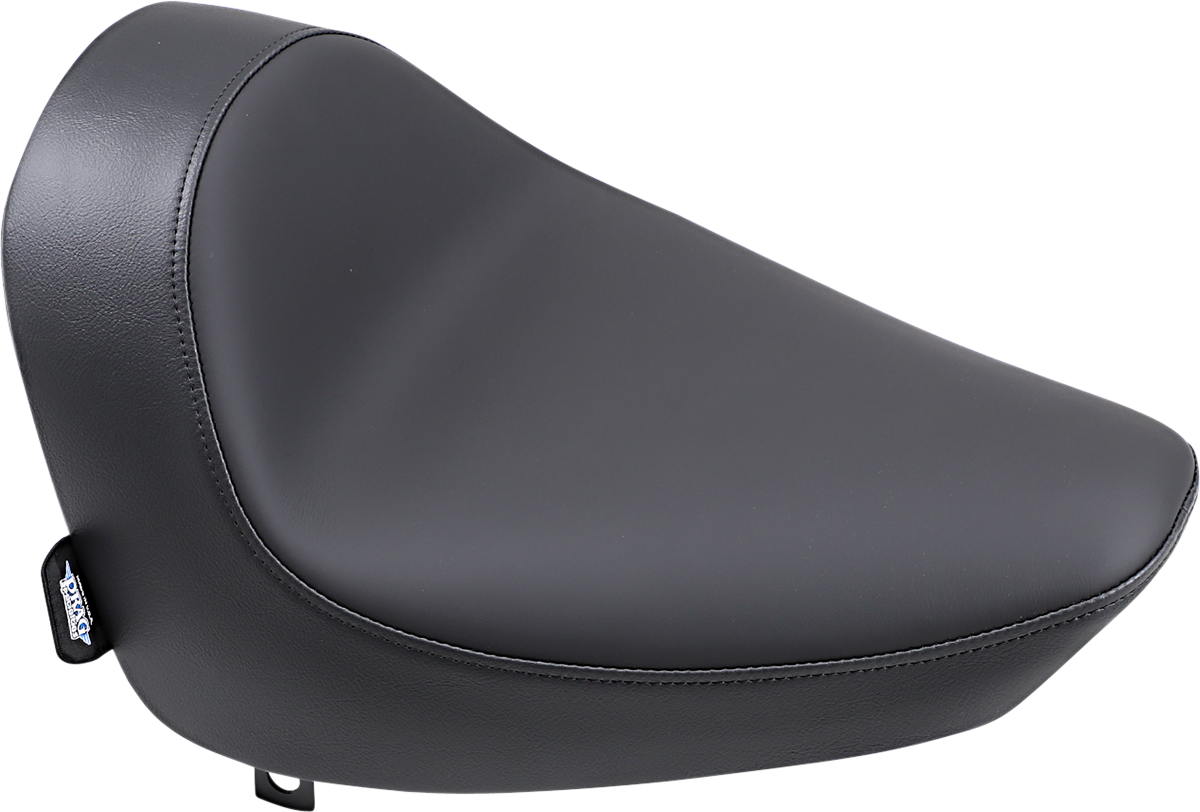 Drag Specialties solo seat with smooth black finish for FXST/FLST Harley motorcycles 1984-1999.