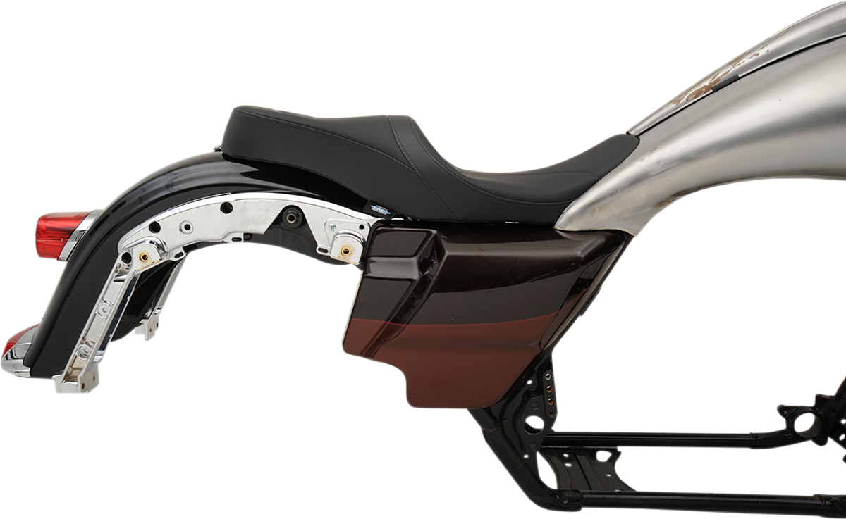 Low touring seat by Drag Specialties with solar reflective leather for Harley FL models 2008-2023.