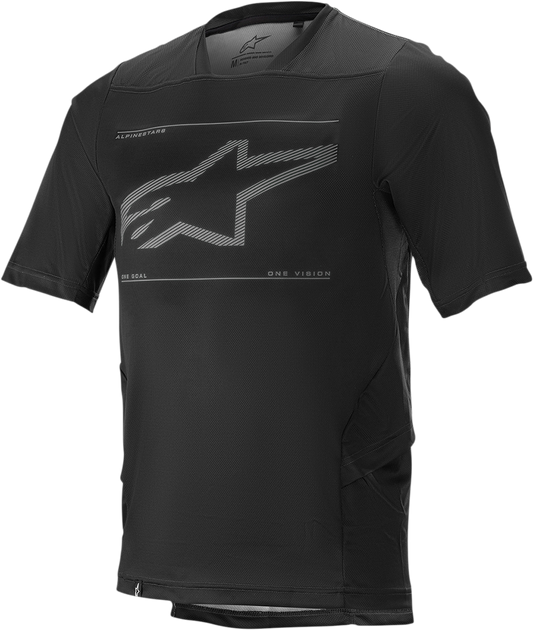 Alpinestars Drop 6.0 short-sleeve cycling jersey in black, 2XL size, featuring breathable fabric and athletic fit.