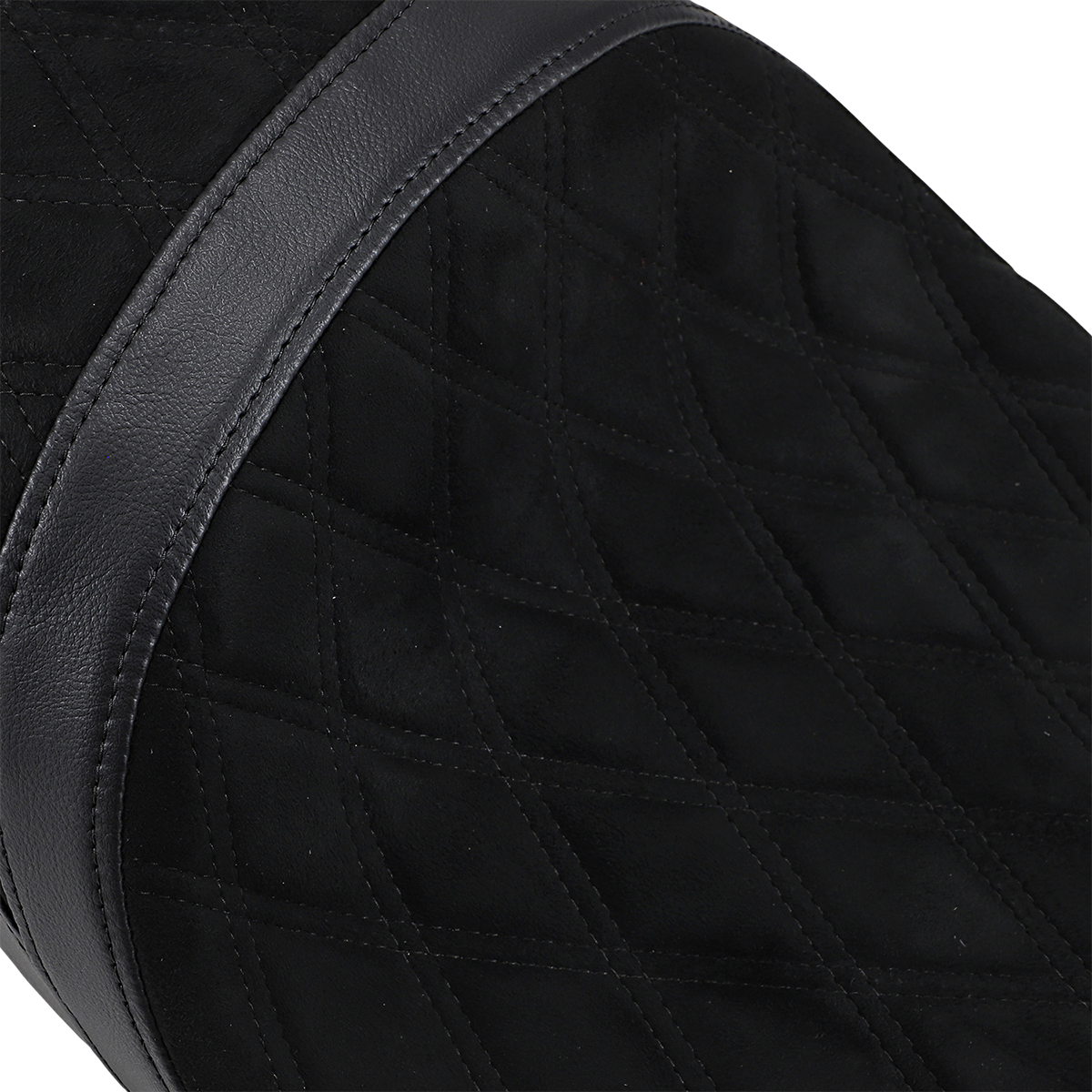 DRAG SPECIALTIES low touring seat for Harley-Davidson FL models, vinyl and faux suede with diamond pattern and winged tank design