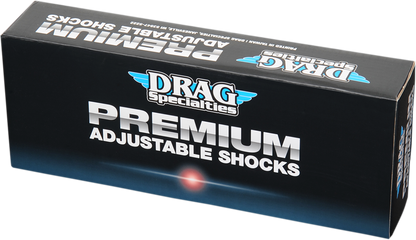 Drag Specialties C16-0153A adjustable 12-inch shocks for Harley-Davidson touring motorcycles, showcasing the premium ride-height feature.