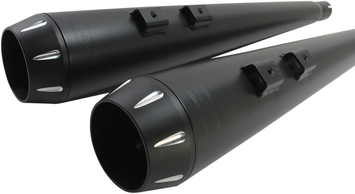 Black BASSANI XHAUST Down Under exhaust with megaphone style, part number 1F66RB, showcasing its sleek design and chrome accents.