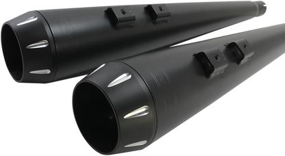 Black BASSANI XHAUST Down Under exhaust with megaphone style, part number 1F66RB, showcasing its sleek design and chrome accents.