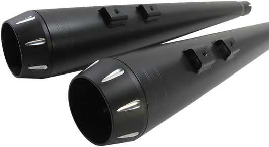 Black BASSANI XHAUST Down Under exhaust with megaphone style, part number 1F66RB, showcasing its sleek design and chrome accents.