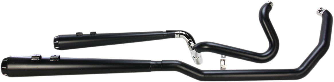 Black BASSANI XHAUST Down Under exhaust with megaphone tip, shown from side angle on motorcycle.